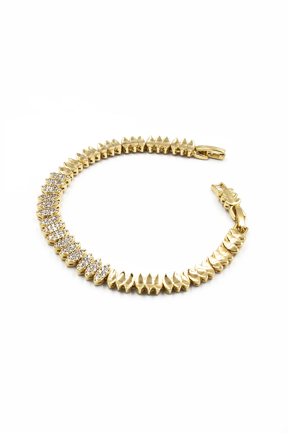 Mekik Model Zirkon Taşlı Xuping Kararmaz Gold Kadın Zarif Bileklik