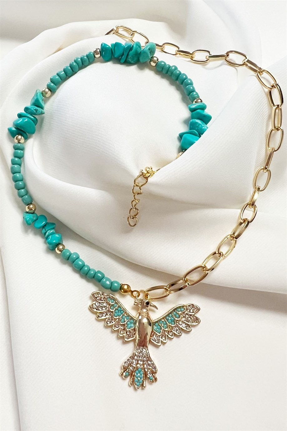 Turquoise Phoenix Bird Necklace