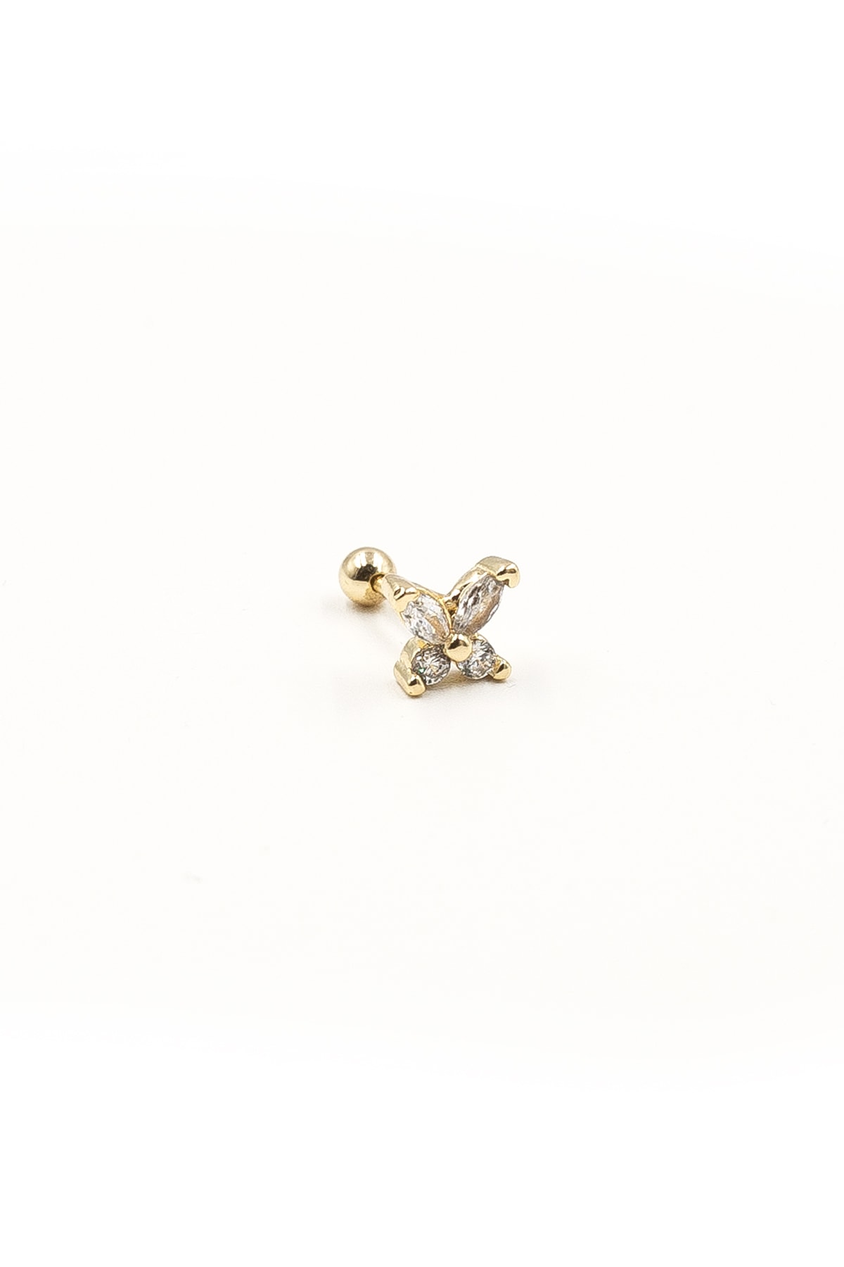 Işıltılı Kelebek Desenli Zirkon Tragus Piercing – Gold | Anti Alerjik, Rengi Solmaz