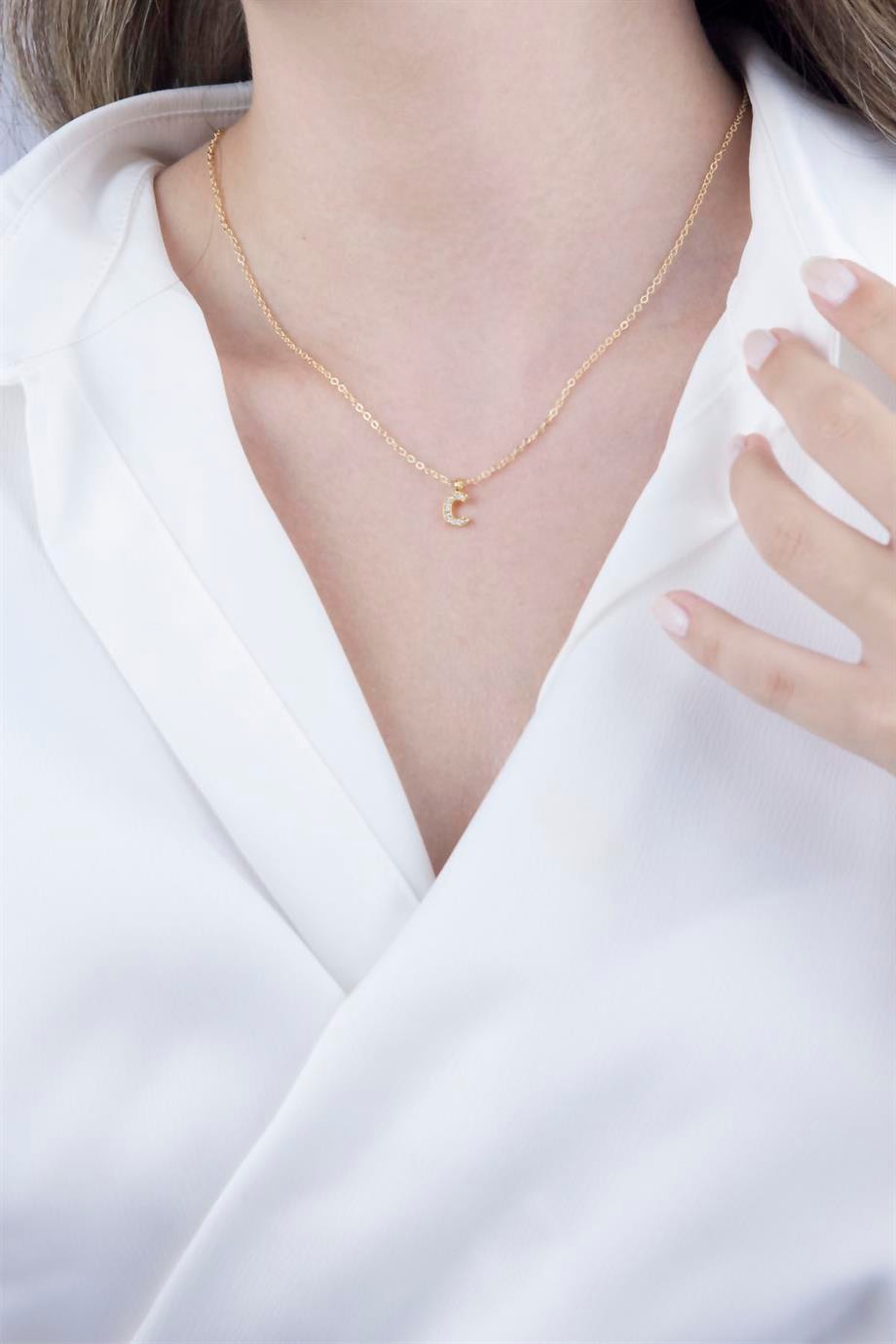 C Letter Gold Chain Necklace
