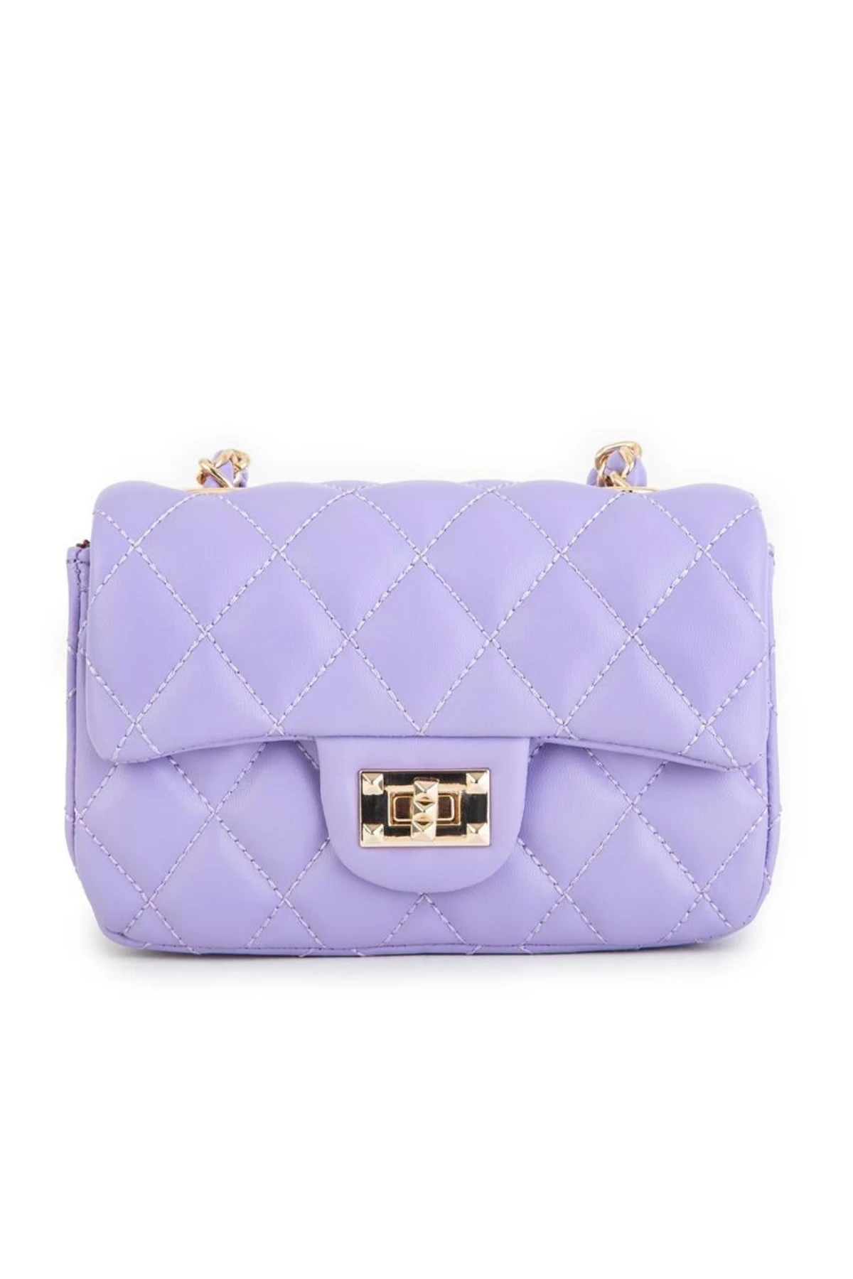 Nas Bag Kadın Kapitone Zincir Detaylı Çapraz Çanta - Lila