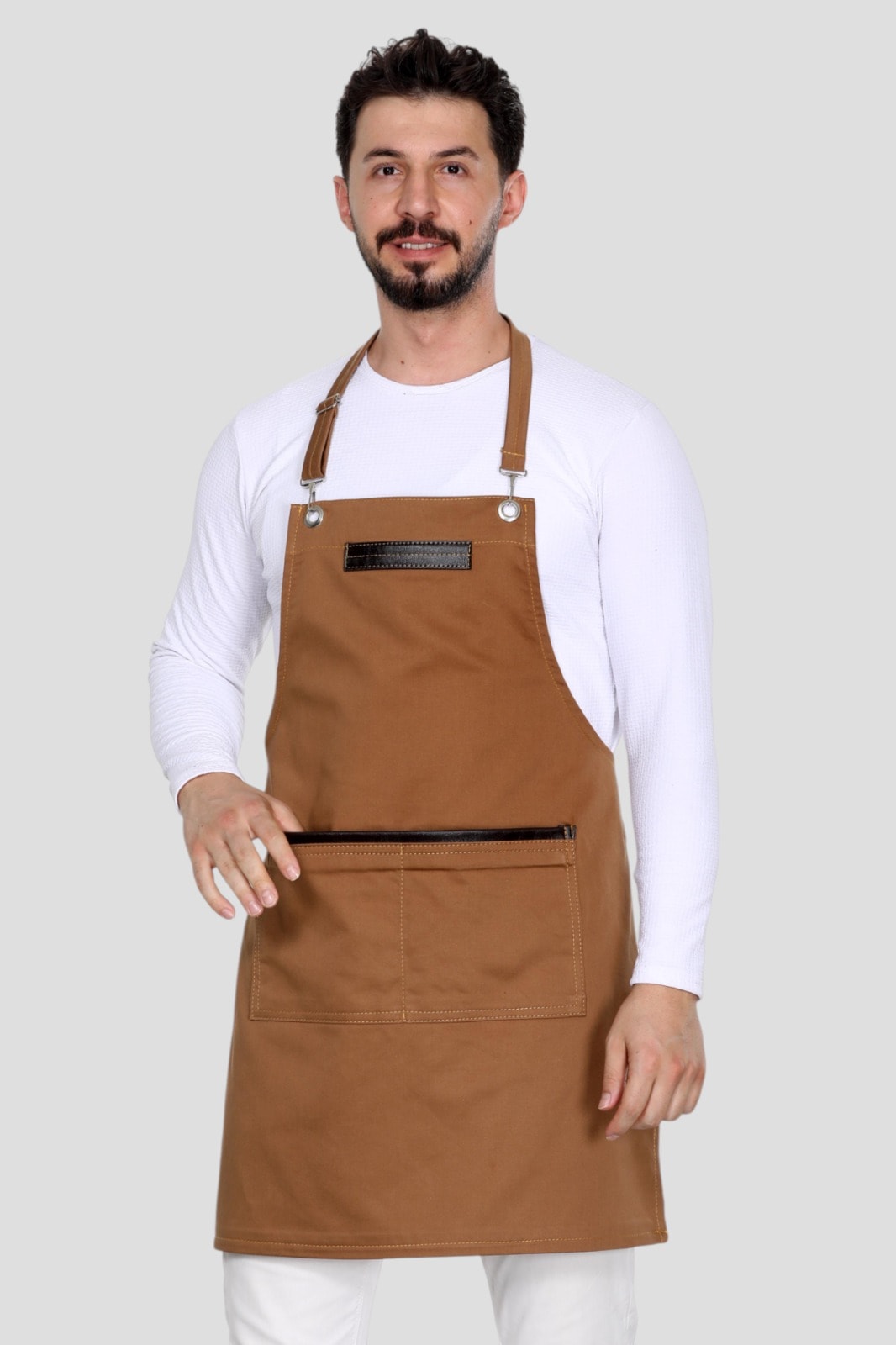 Deri Detaylı Barista Önlük