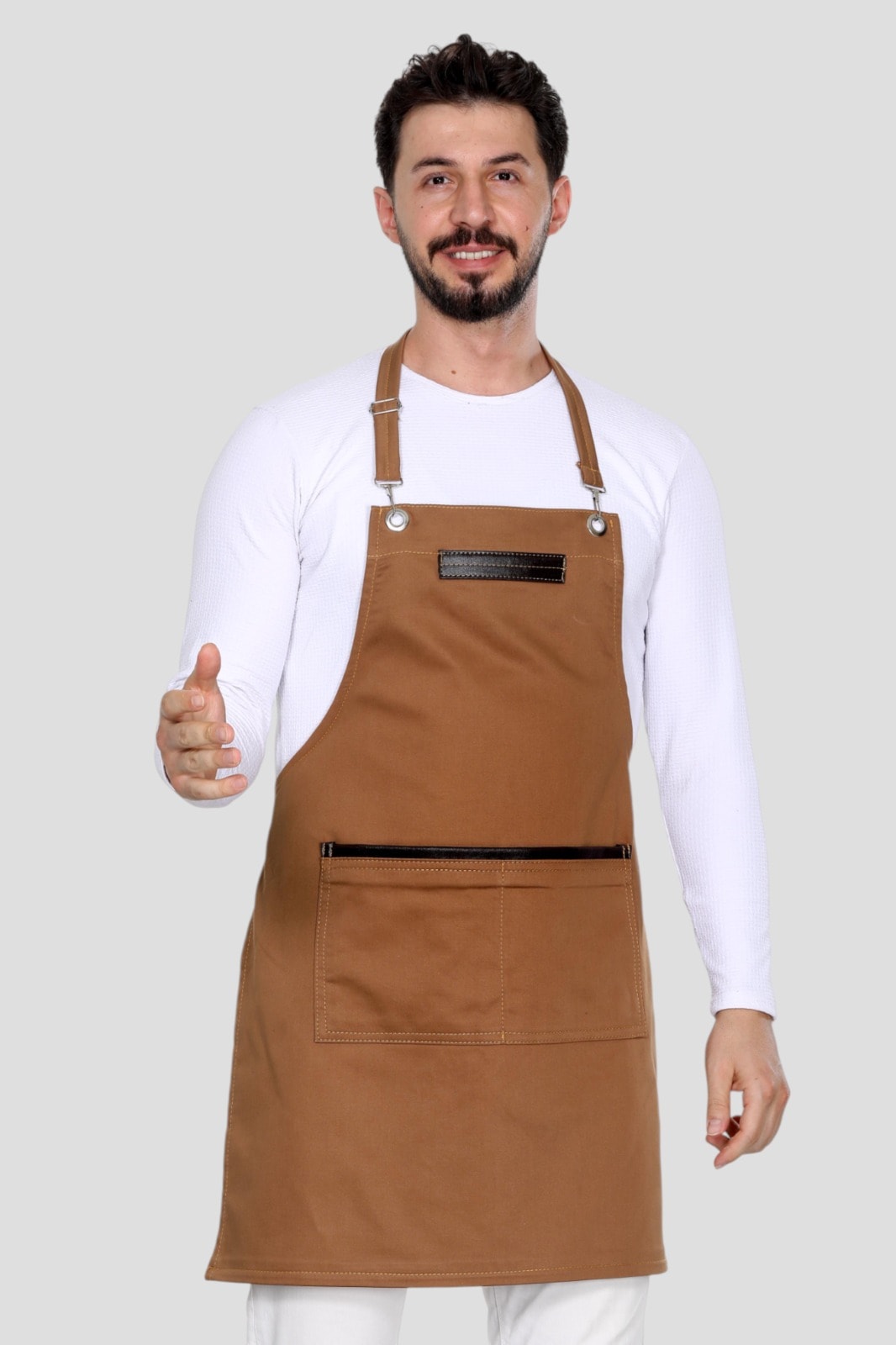 Deri Detaylı Barista Önlük