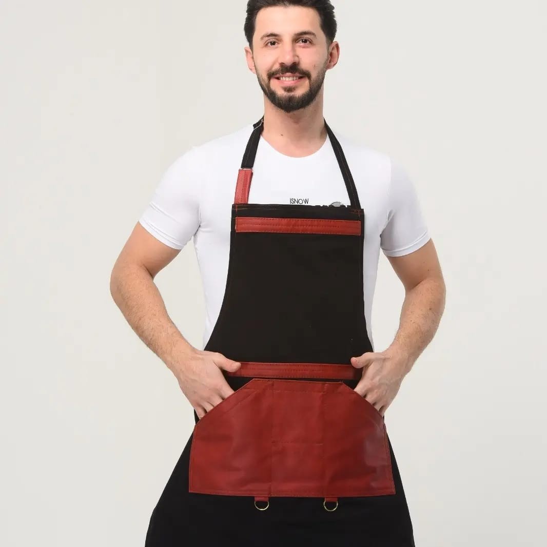 Deri Detaylı Barista Önlük