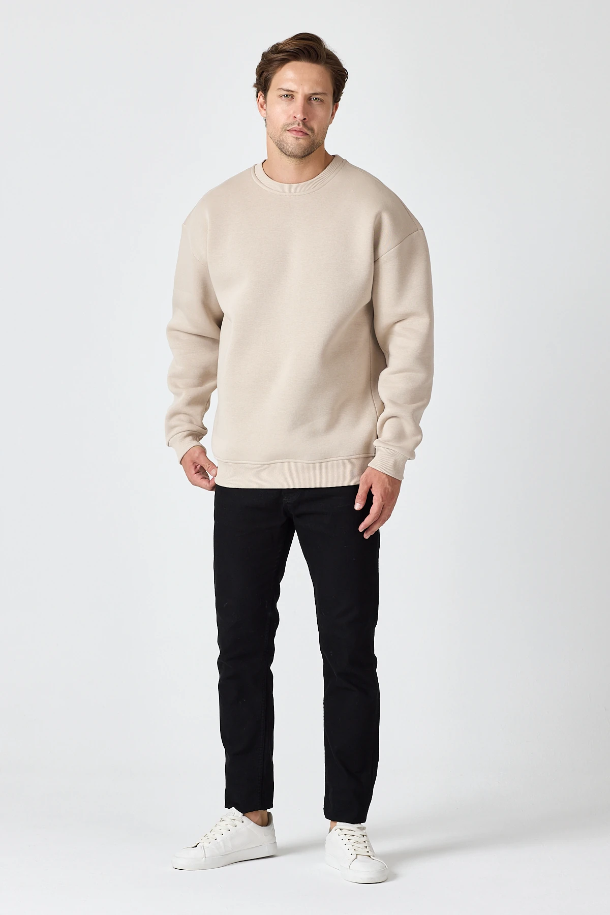 Oversize Bisiklet Yaka Sweatshirt