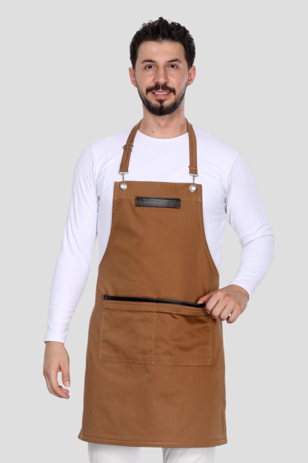 Deri Detaylı Barista Önlük