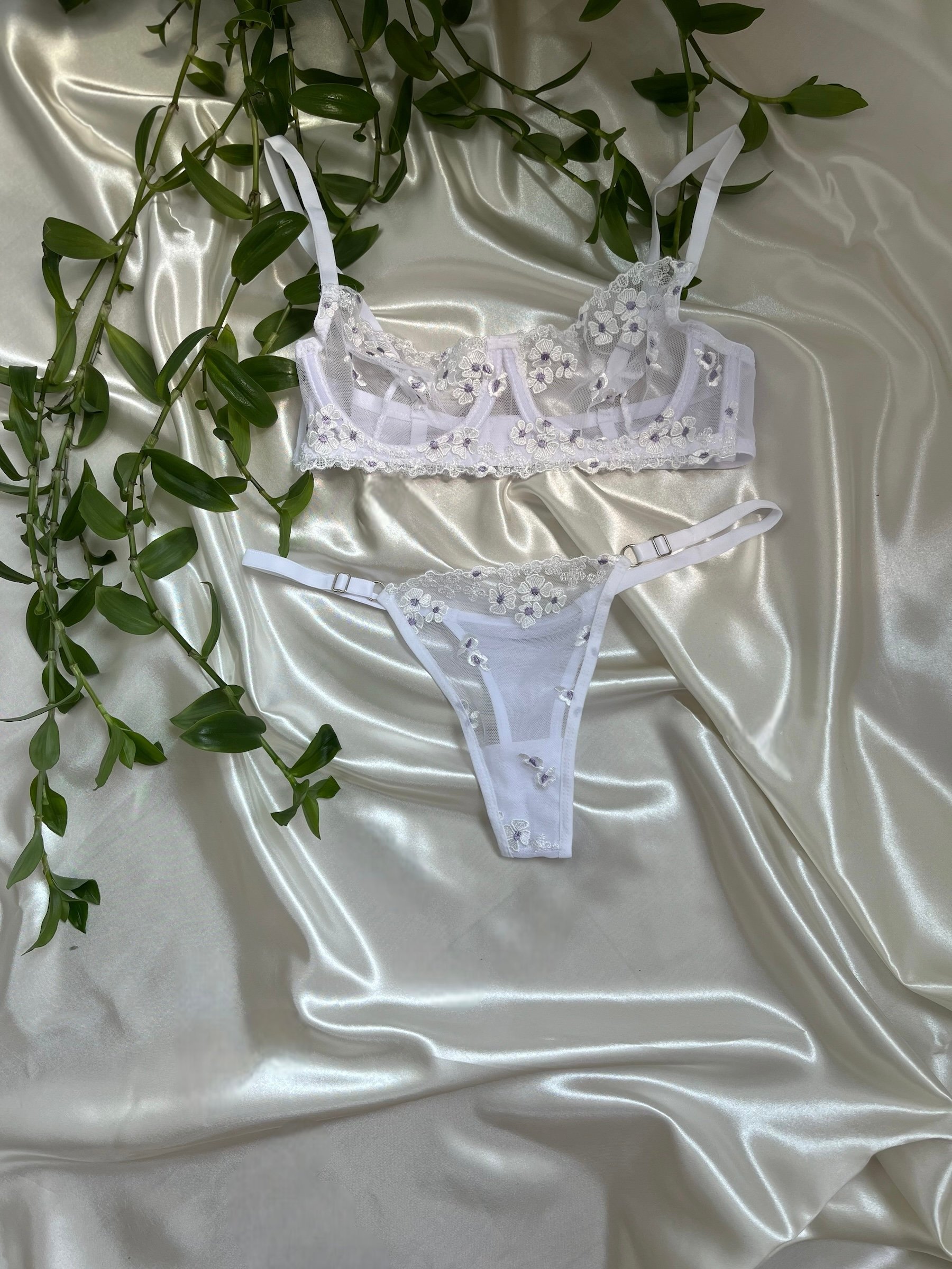 Amy - Lila çiçek desenli Bralet Takım