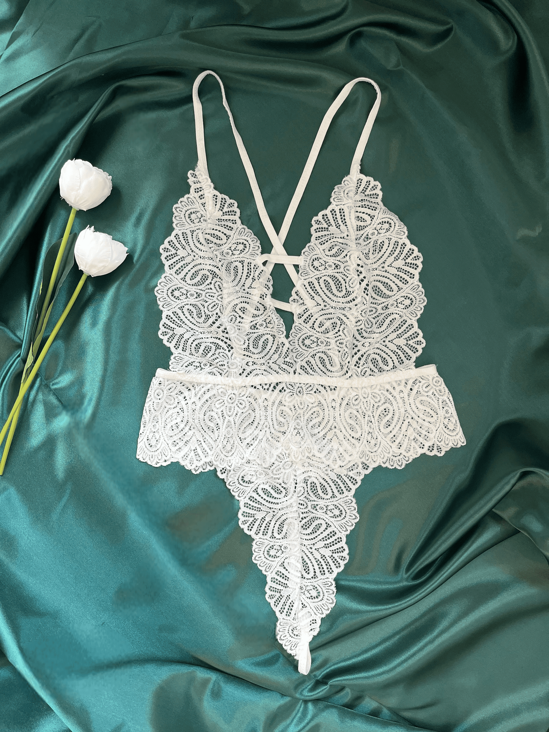 Carrie - Beyaz Dantel Body Suit