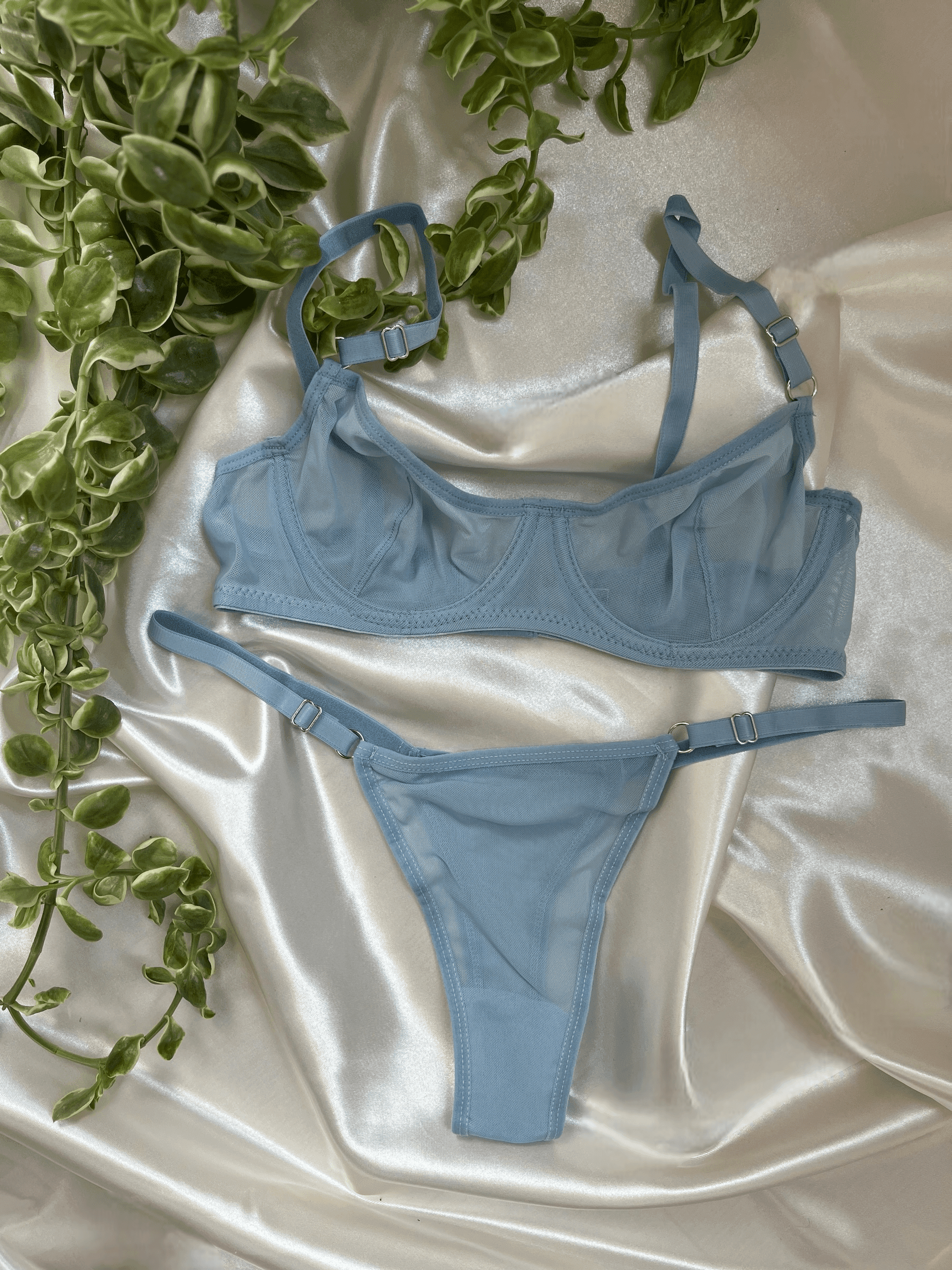 Eve - Bebek Mavisi Bralet Takım