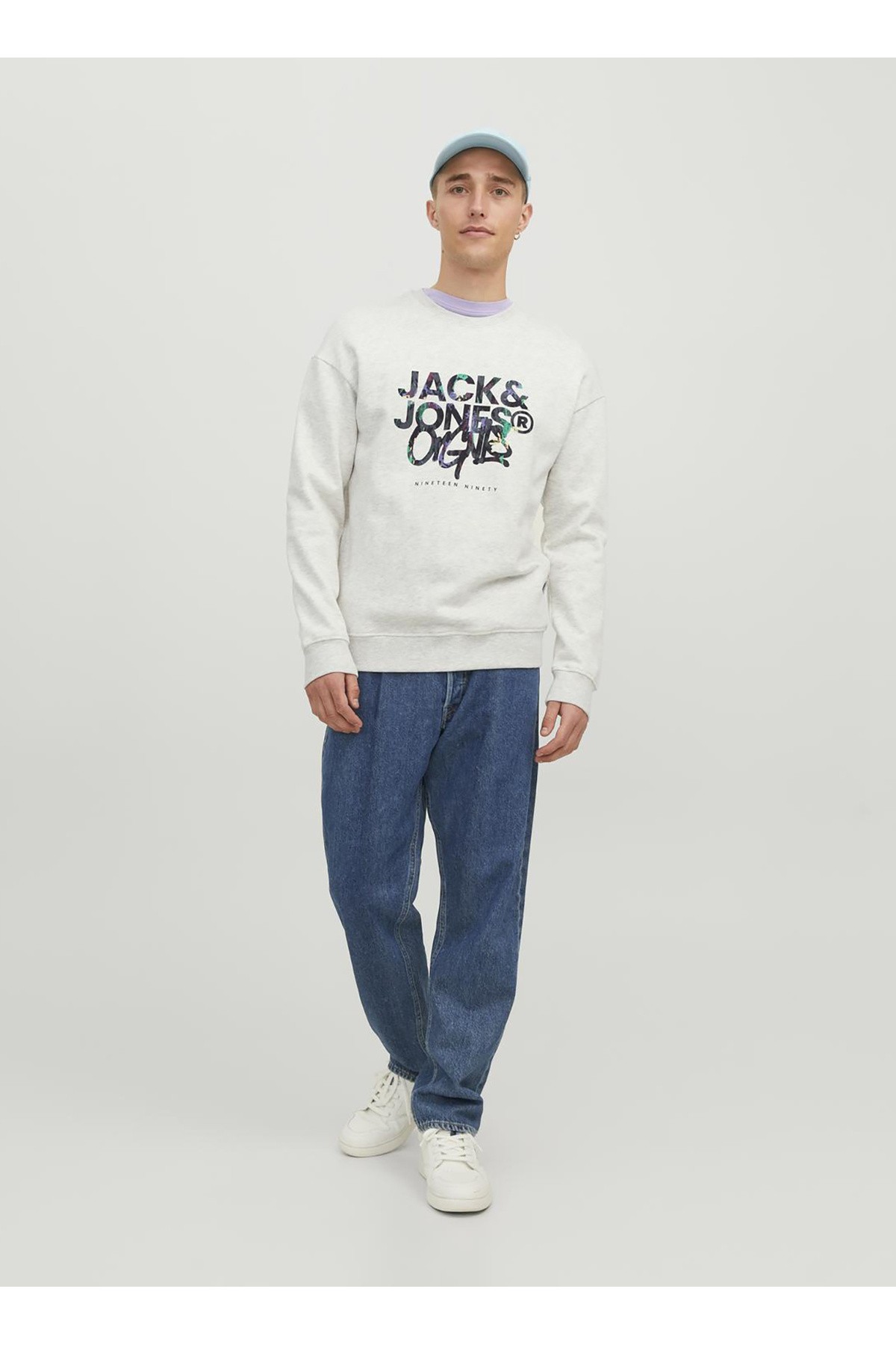 Jack & Jones Jorsilverlake Crew Erkek Sweatshirt 12242366 - Açık Gri