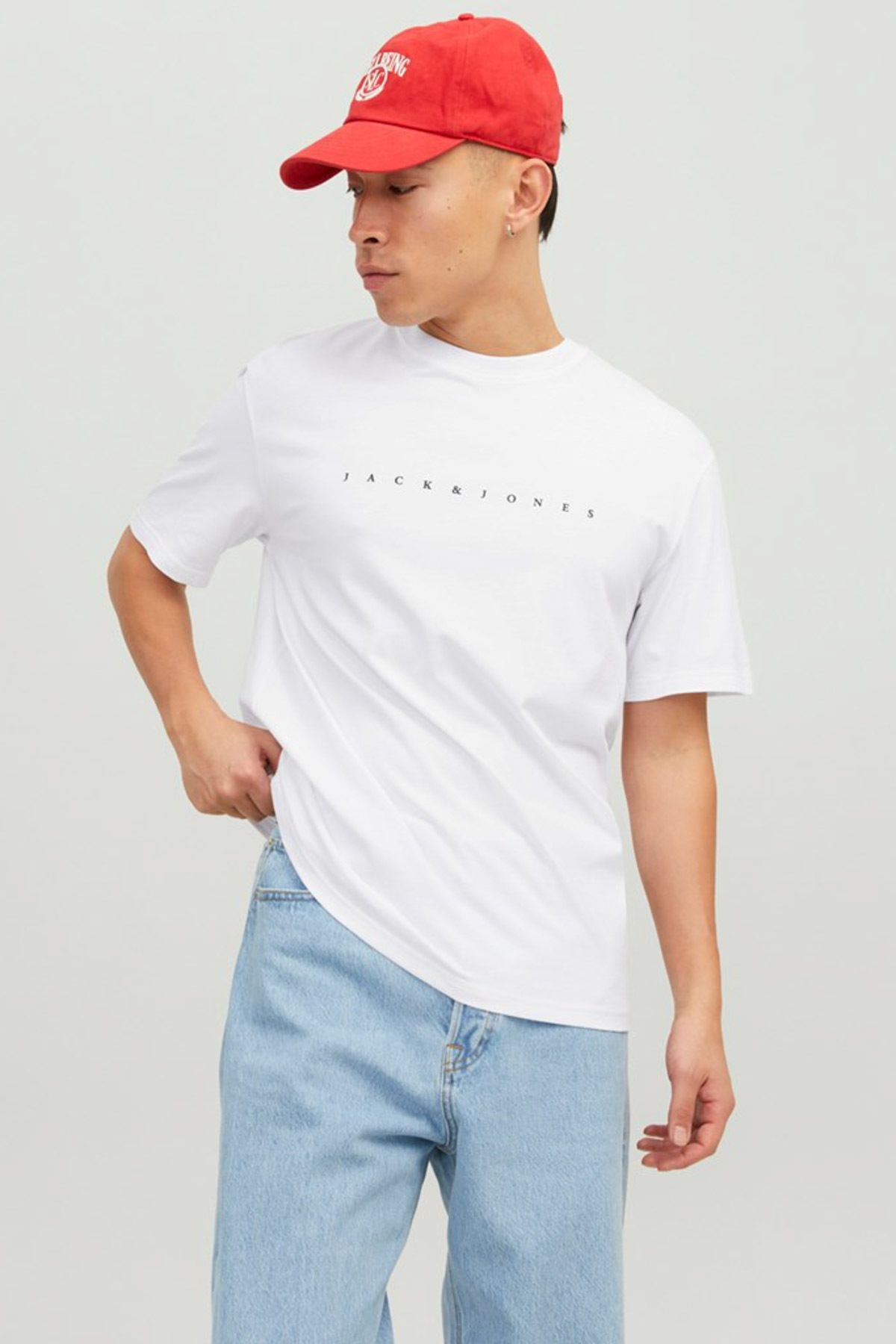 Jack & Jones Star Erkek Beyaz Yuvarlak Yaka Tişört