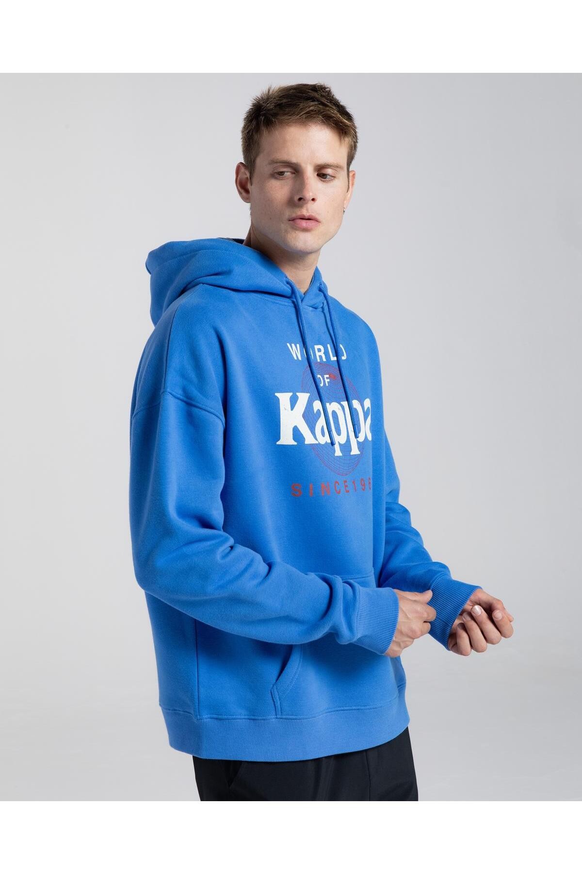 Kappa Authentic Ageo Erkek Beyaz Sweatshirt - Mavi