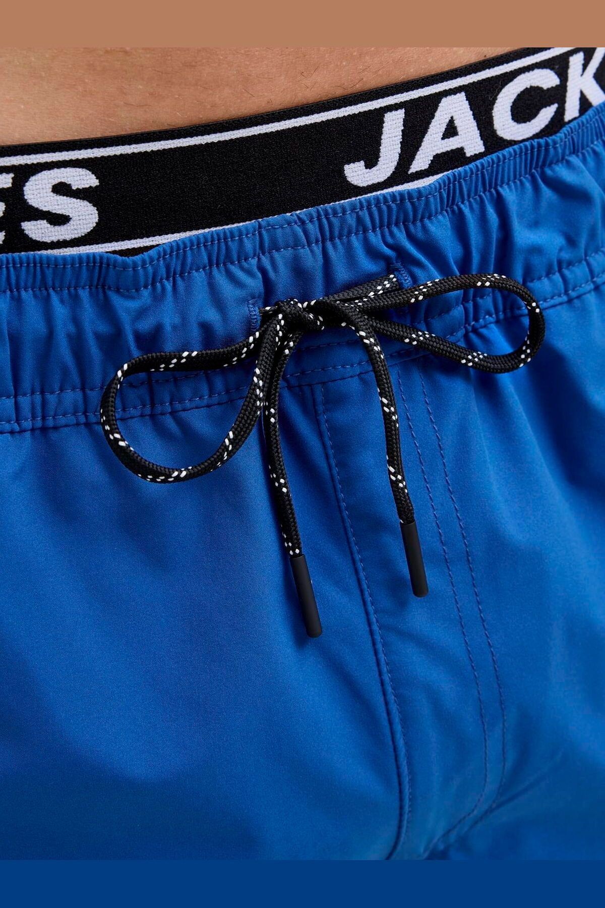 Jack & Jones Maui Erkek Logolu Beli Lastikli Deniz Şortu