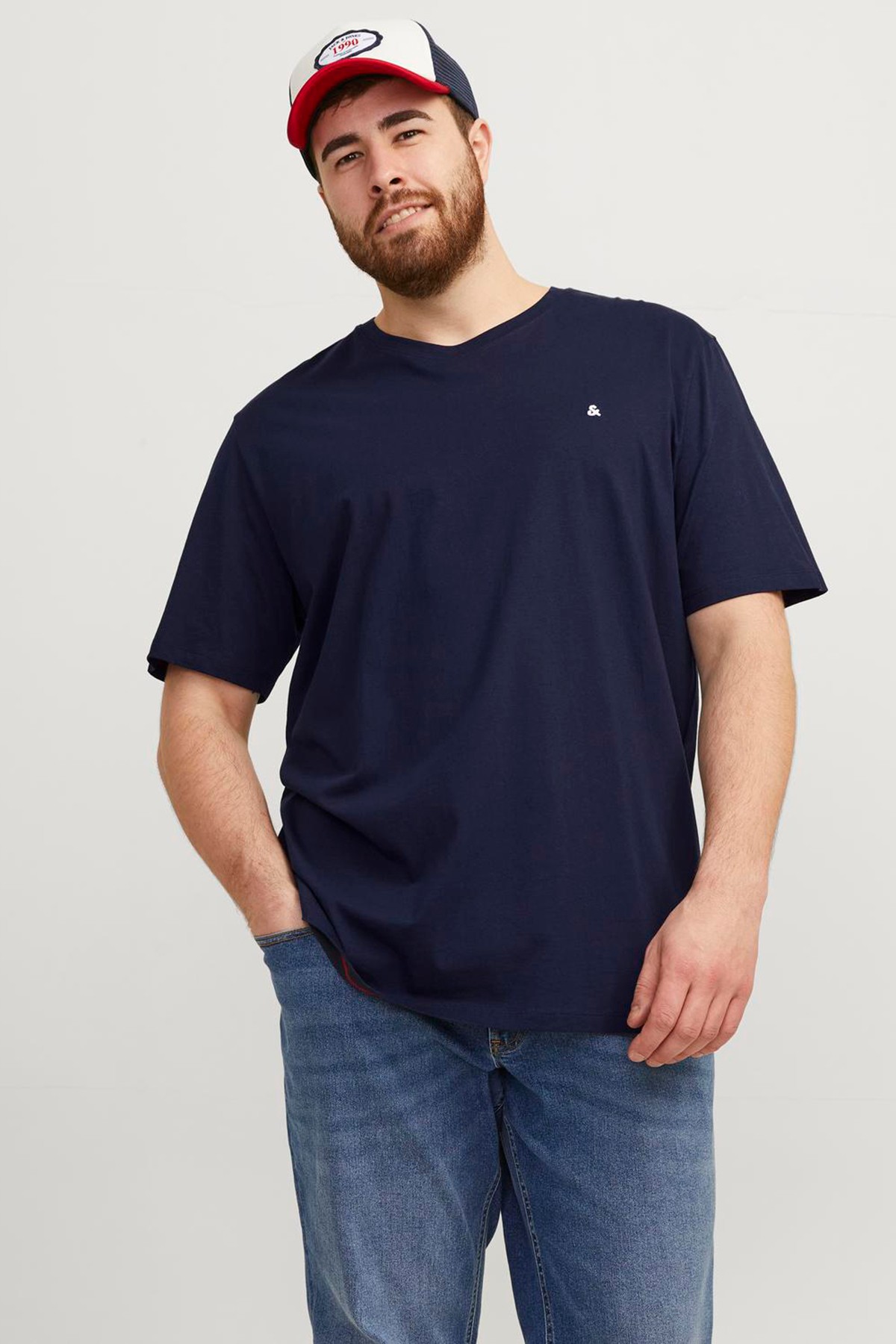 Jack & Jones Jjepaulos Plus Erkek Büyük Beden T-Shirt 12253778 - Navy Blazer