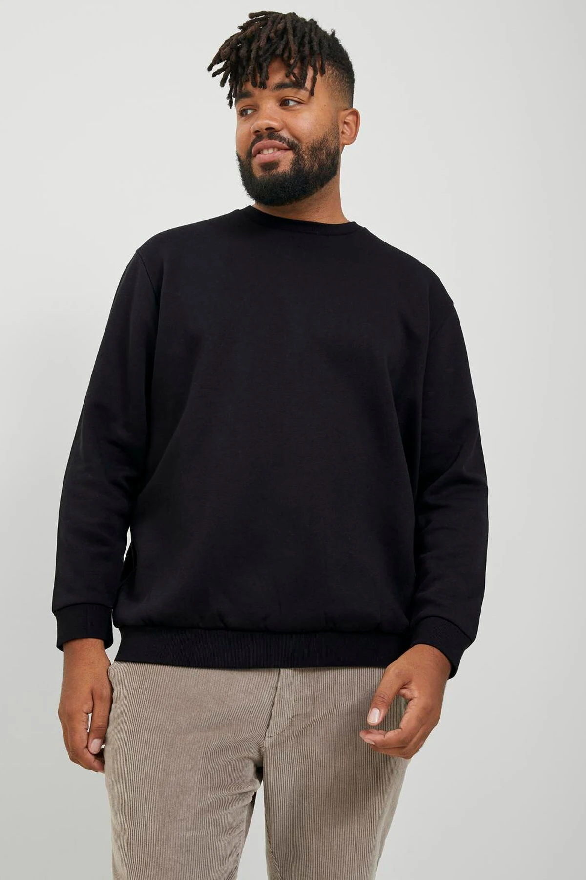 Jack & Jones Bradley Erkek Büyük Beden Sweatshirt 12250594 - Black