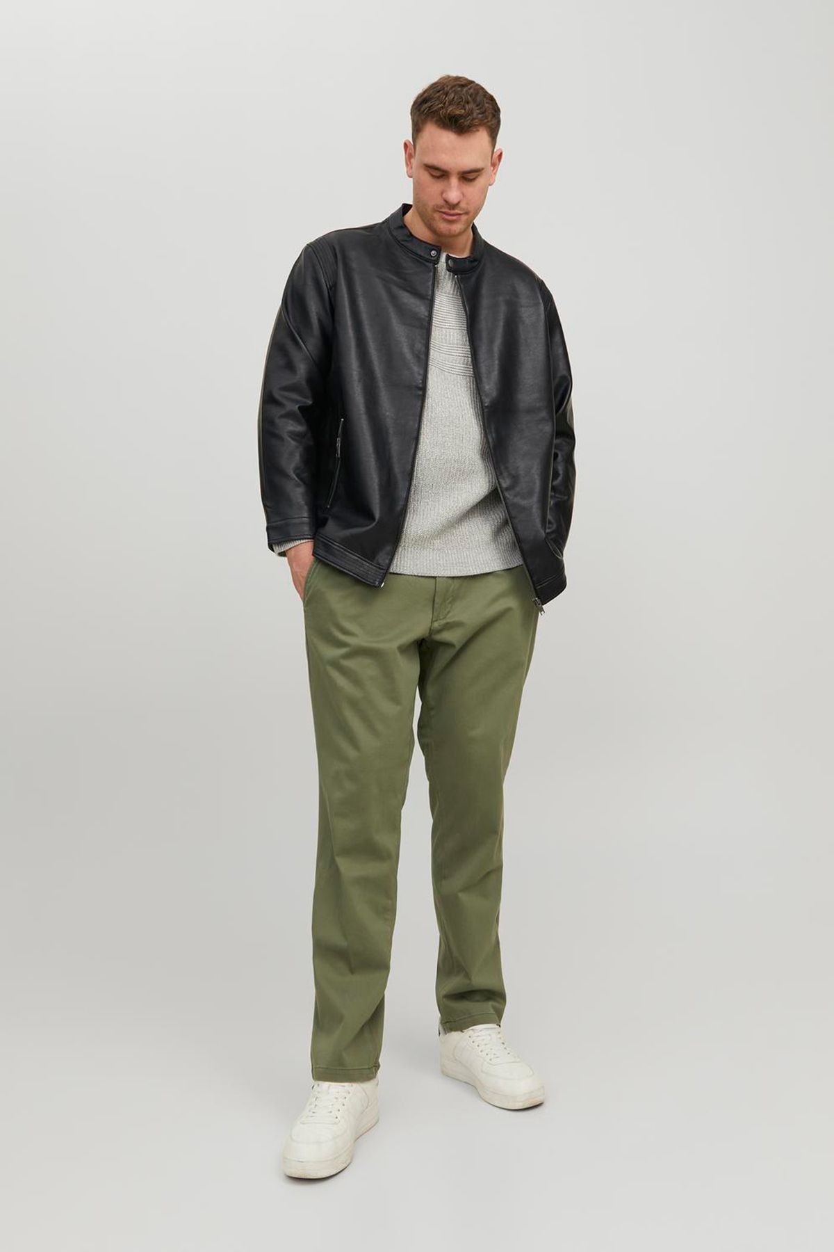 Jack & Jones Jjerocky Clean Büyük Beden Erkek Deri Ceket 12230055