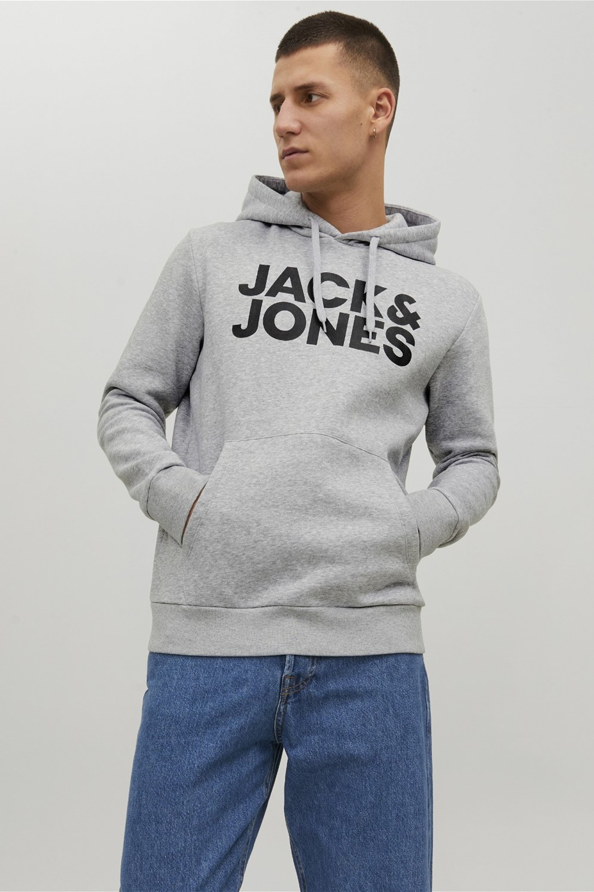 Jack & Jones JJECORP Erkek Sweatshirt 12152840 - Light Grey Melange