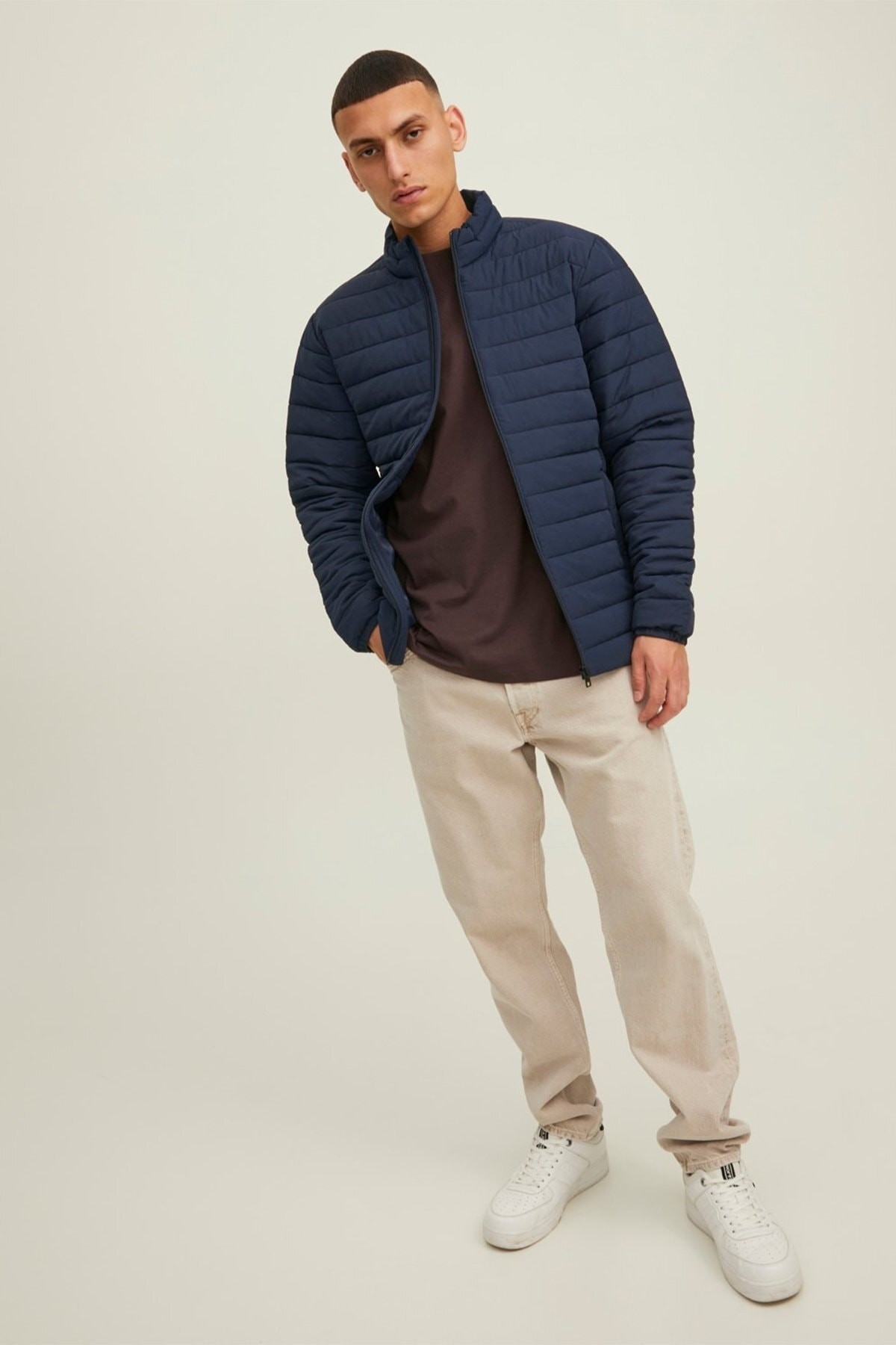 Jack & Jones JJERECYCLE PUFFER COLLAR Erkek Şişme Mont 12211129 - Lacivert