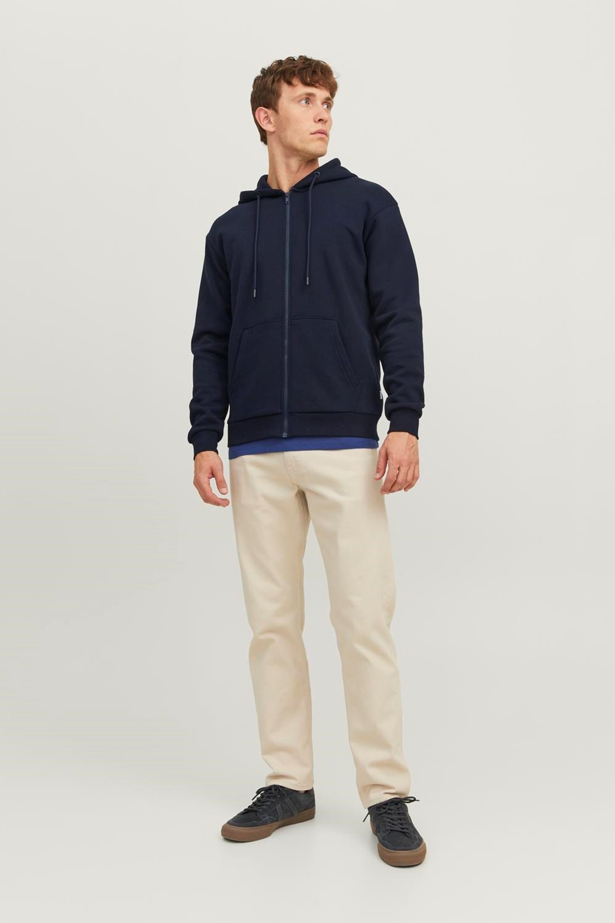 Jack & Jones JJebradley Erkek Kapşonlu Sweatshirt Zip Hood 12249342