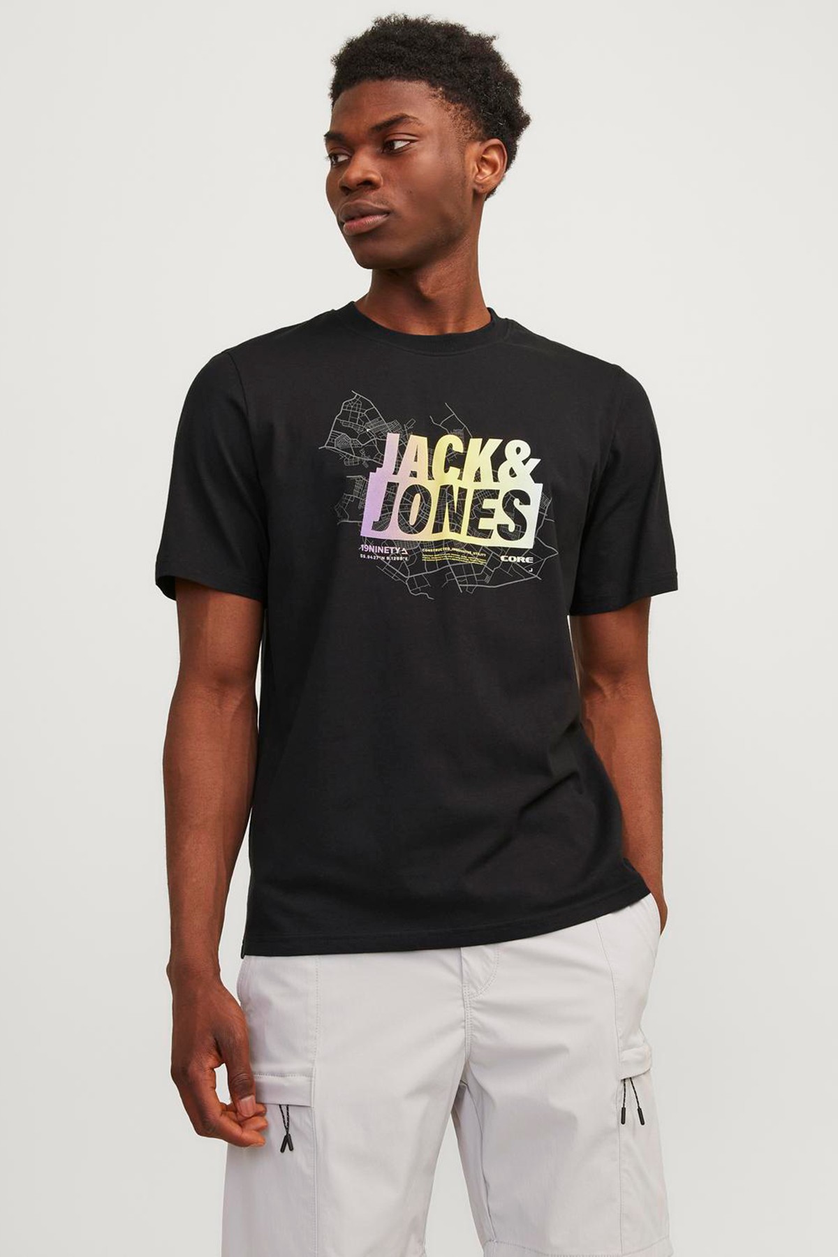 Jack & Jones Jcomap Summer Logo Erkek Tişört 12257908 - Black