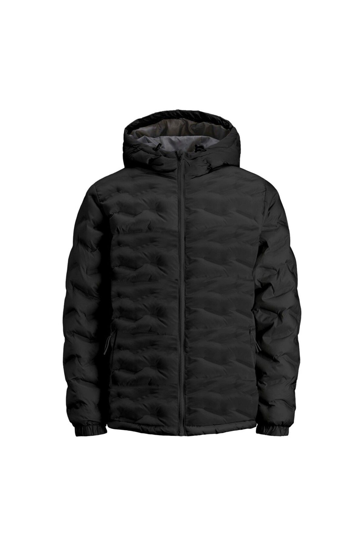 Jack & jones Kapüşonlu Puffer Siyah Erkek Suya Dayanıklı Mont 12250429