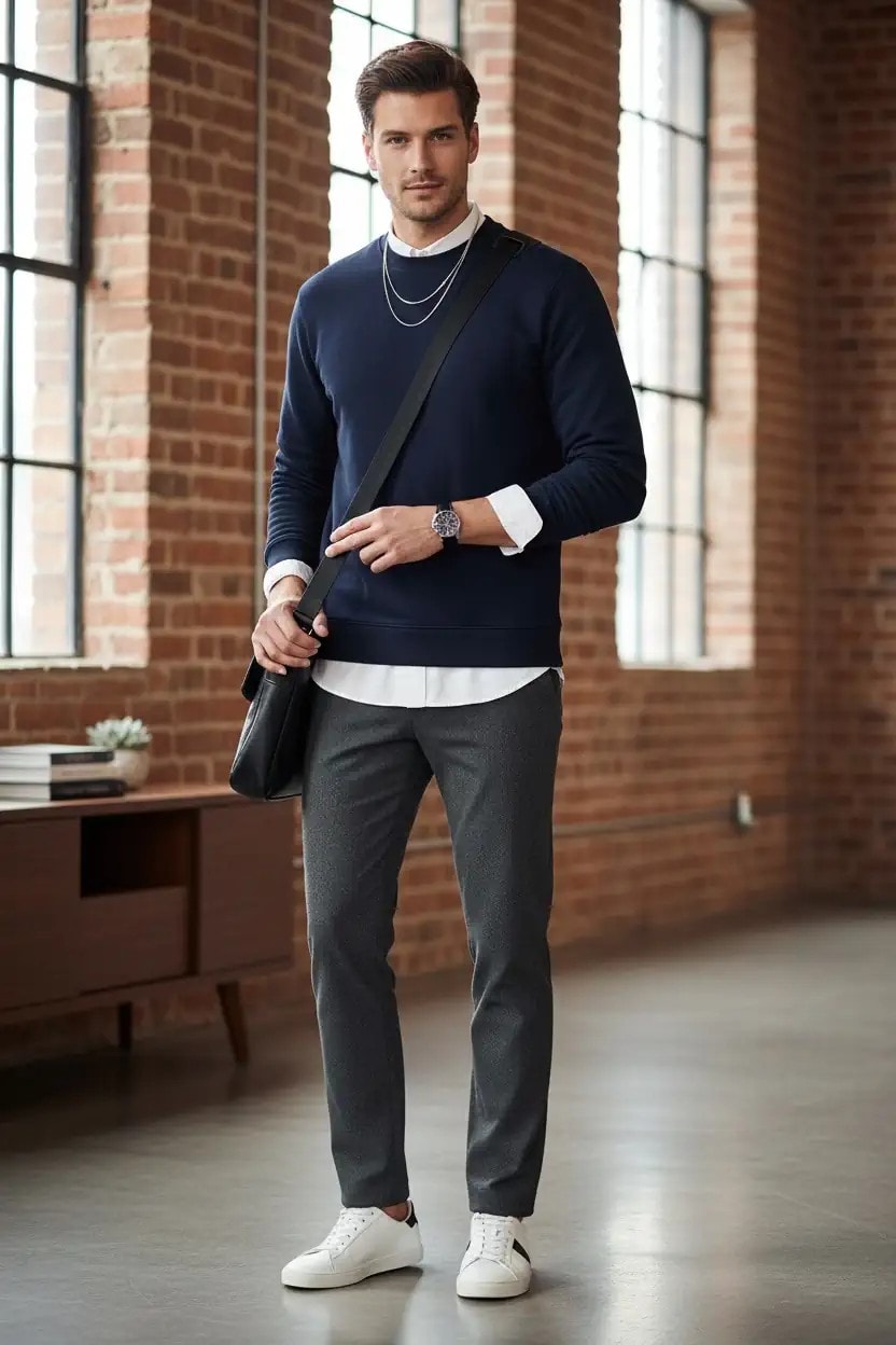 Jack & Jones Jjebradley Sweat Crew Noos Erkek Sweatshirt 12249341 - Navy Blazer
