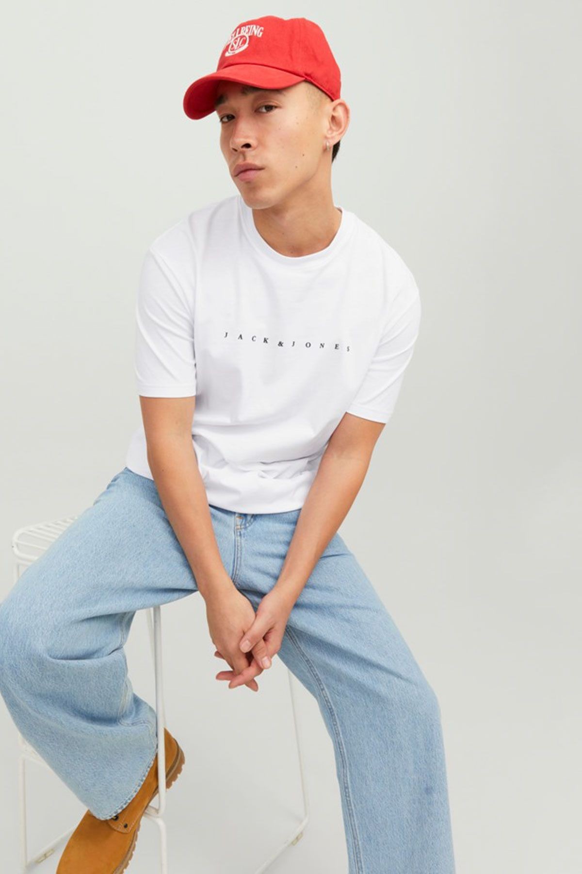 Jack & Jones Star Erkek Beyaz Yuvarlak Yaka Tişört