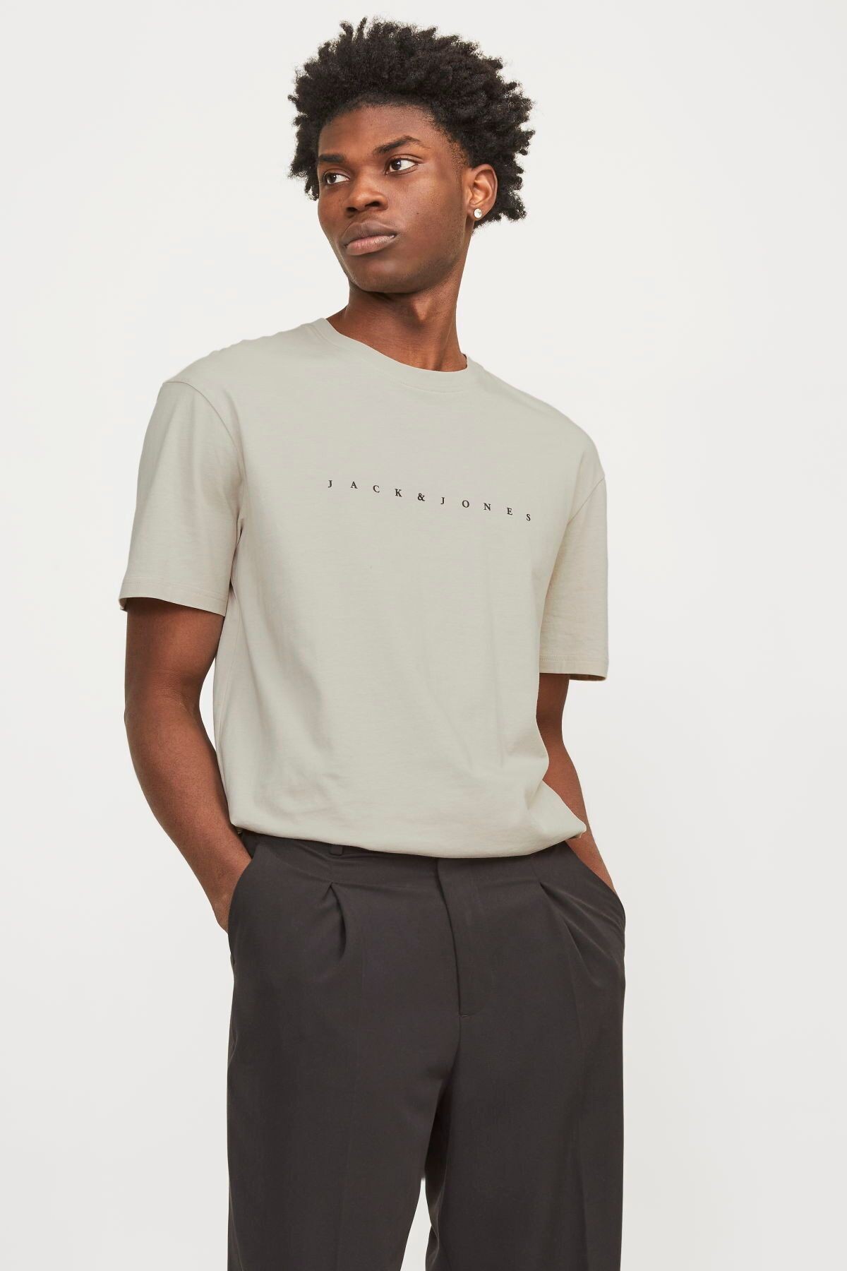 Jack&jones Star Erkek Bej Yuvarlak Yaka Tişört