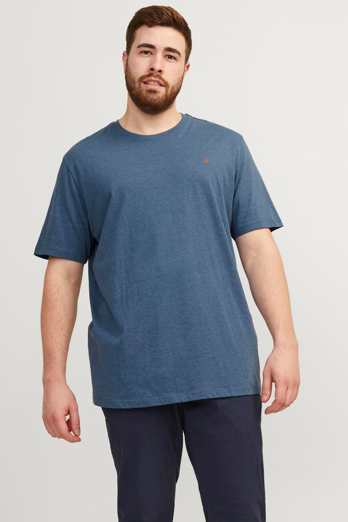 Jack & Jones Jjepaulos Plus Erkek Büyük Beden T-Shirt 12253778 - Denim Blue