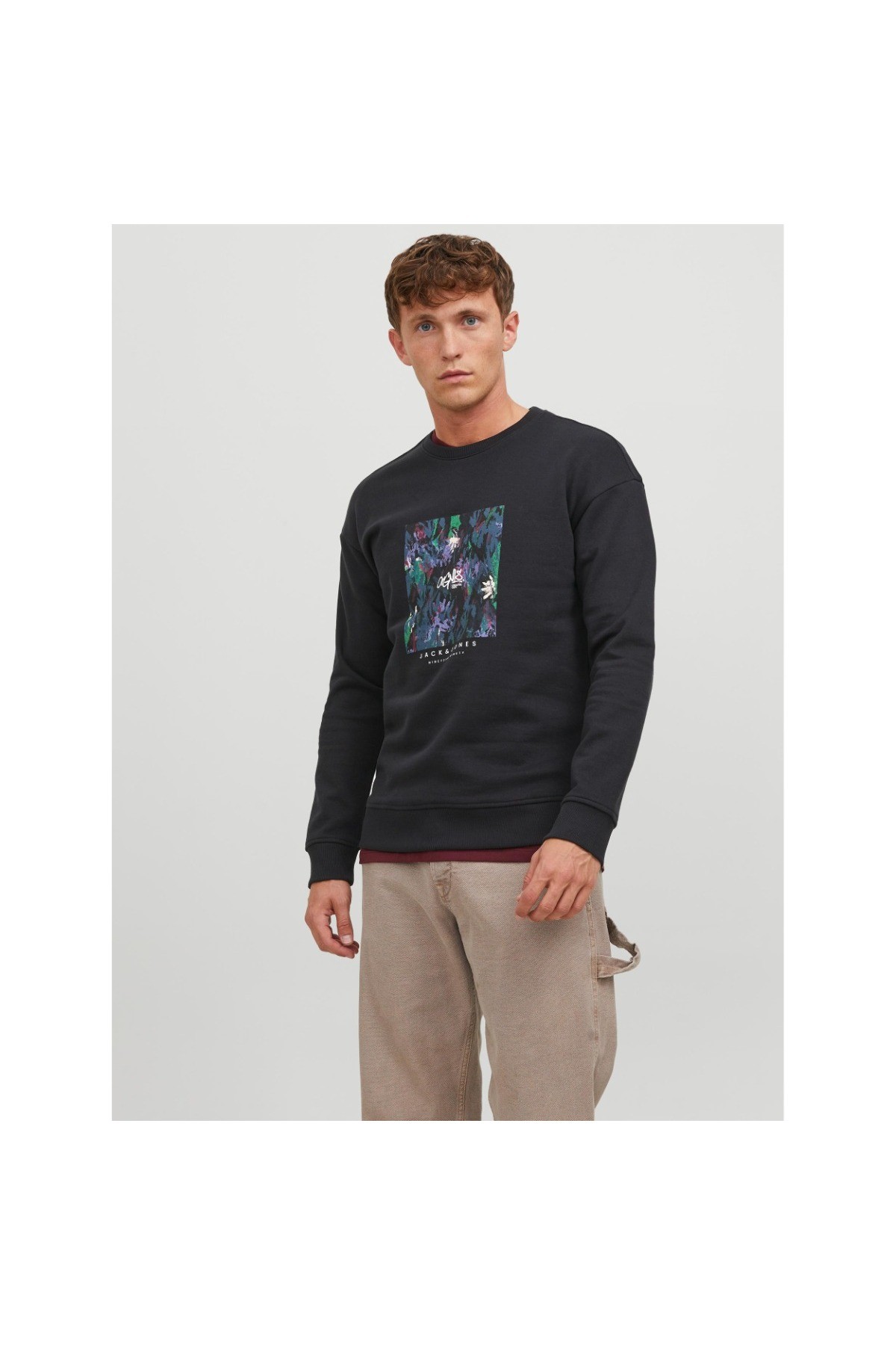 Jack&jones Silverlake Erkek Siyah Bisiklet Yaka Sweatshirt