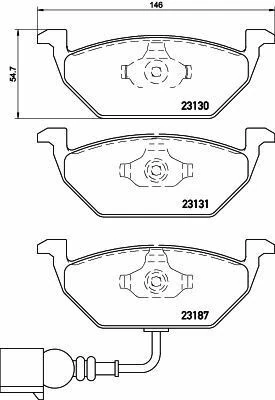 HELLA PAGİD 8DB355008-551 | Ön Fren Balatası-Kablolu-(VW Golf 98-06 Polo 02-05 Audi A3 97-03 Seat Leon 00-06 Skoda Octavia 97-11)