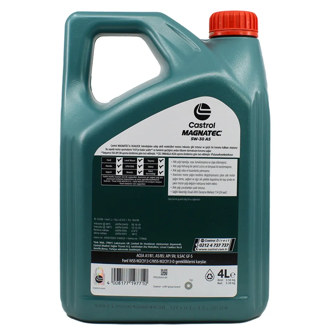 Castrol Magnatec 5W30 A5 4 Lt Tam Sentetik Motor Yağı