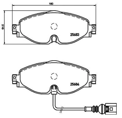MGA 55563 | Ön Fren Balatası-Kablolu-(VW Caddy 16-Golf 13-T-Roc 18-Audi A3 13-Seat Leon 13-Skoda Octavia 13 -)