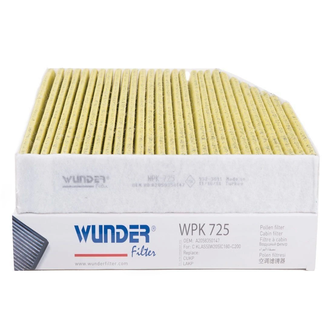 WUNDER WPK725 | Mercedes W205 Kasa Karbonlu Polen Filtresi (Klima Filtresi)