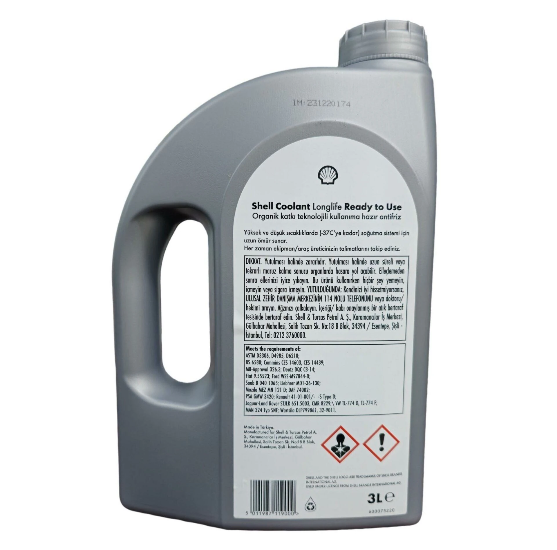 Shell Coolant Longlife Kırmızı Kullanıma Hazır Antifriz 3 Lt