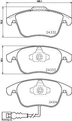 HELLA PAGİD 8DB355014-031 | Fren Balatası Audi, Seat, VW Alhambra (710, 711) , Passat (A32, A33) , Passat (B7) , Passat (B8) , Q3 (8