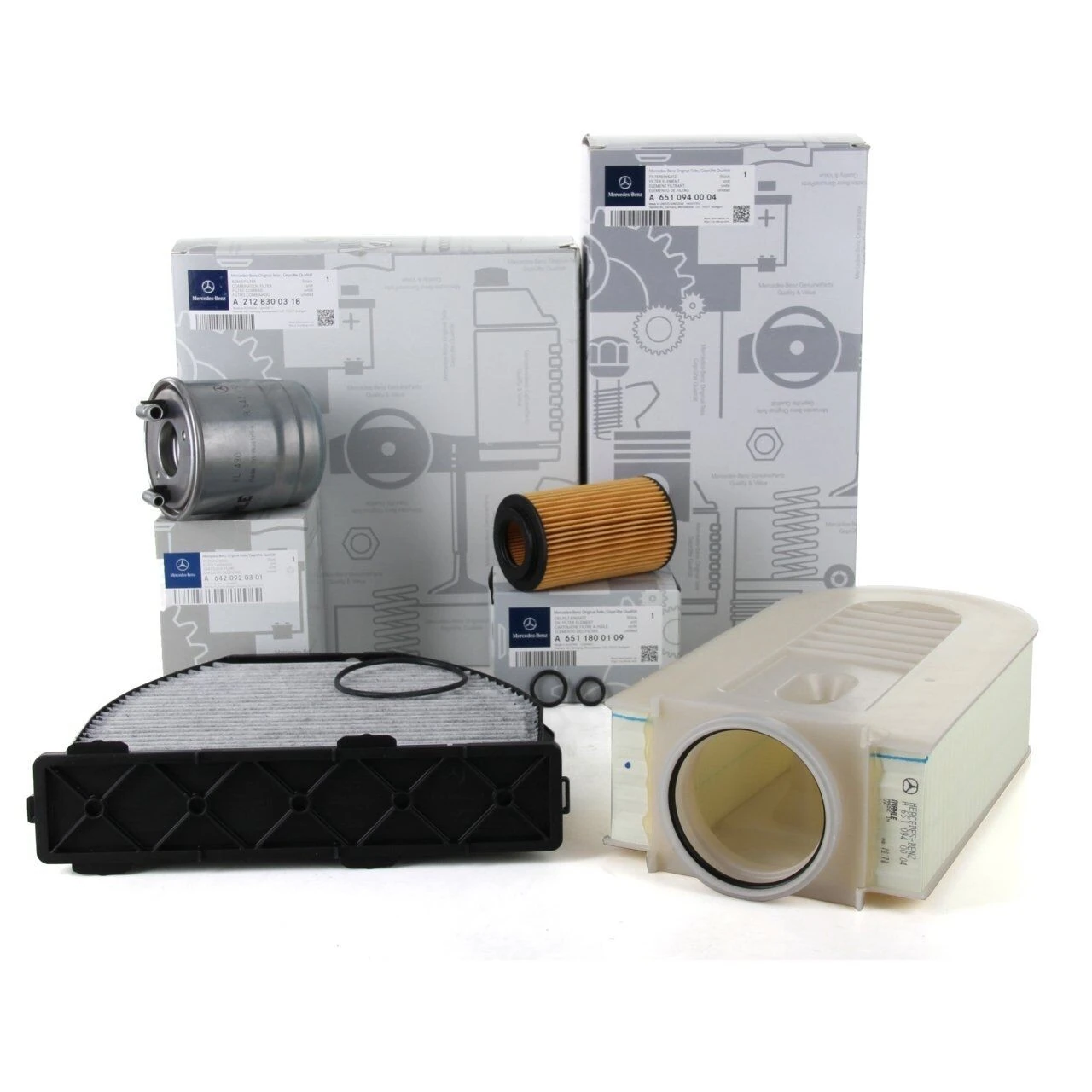 MERCEDES-BENZ 2128300318 | W212 E220 CDI Periyodik Bakım Filtre Seti Orijinal (2128300318, 6420920301, 6510940004, 6511800109)