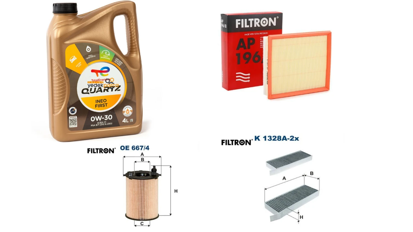 Peugeot 308 1.6 Bluehdi Periyodik Yağ Bakım Filtre Seti Karbonlu Polen Fıltron Marka
