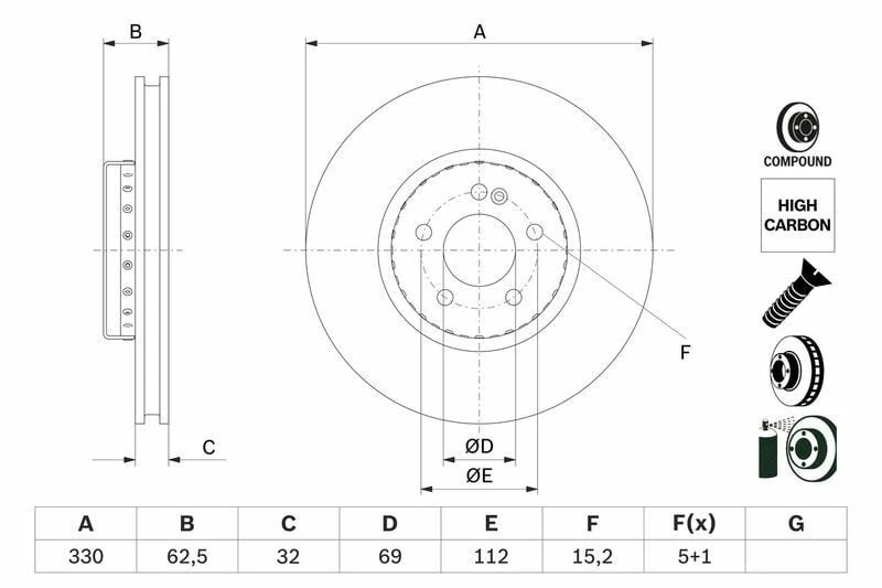 BOSCH 0986479H48 | Disk On (Ad) 14 &Gt, C-Seri (W205-A205-C205-S205) E-Seri (W213-S213-A238-C238) | 2 Adet