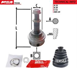 MGA 70346 | Aks Kafası Dıs ABS Li (Opel: Corsa C 1.3 B Combo 93
