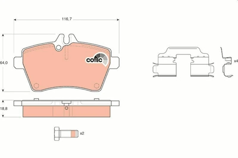 TRW GDB1629 | Fren Balata Ön A Serisi W169 A150 A160 A170 A180 A200 B Serisi W245 B150 B160 B170 B180
