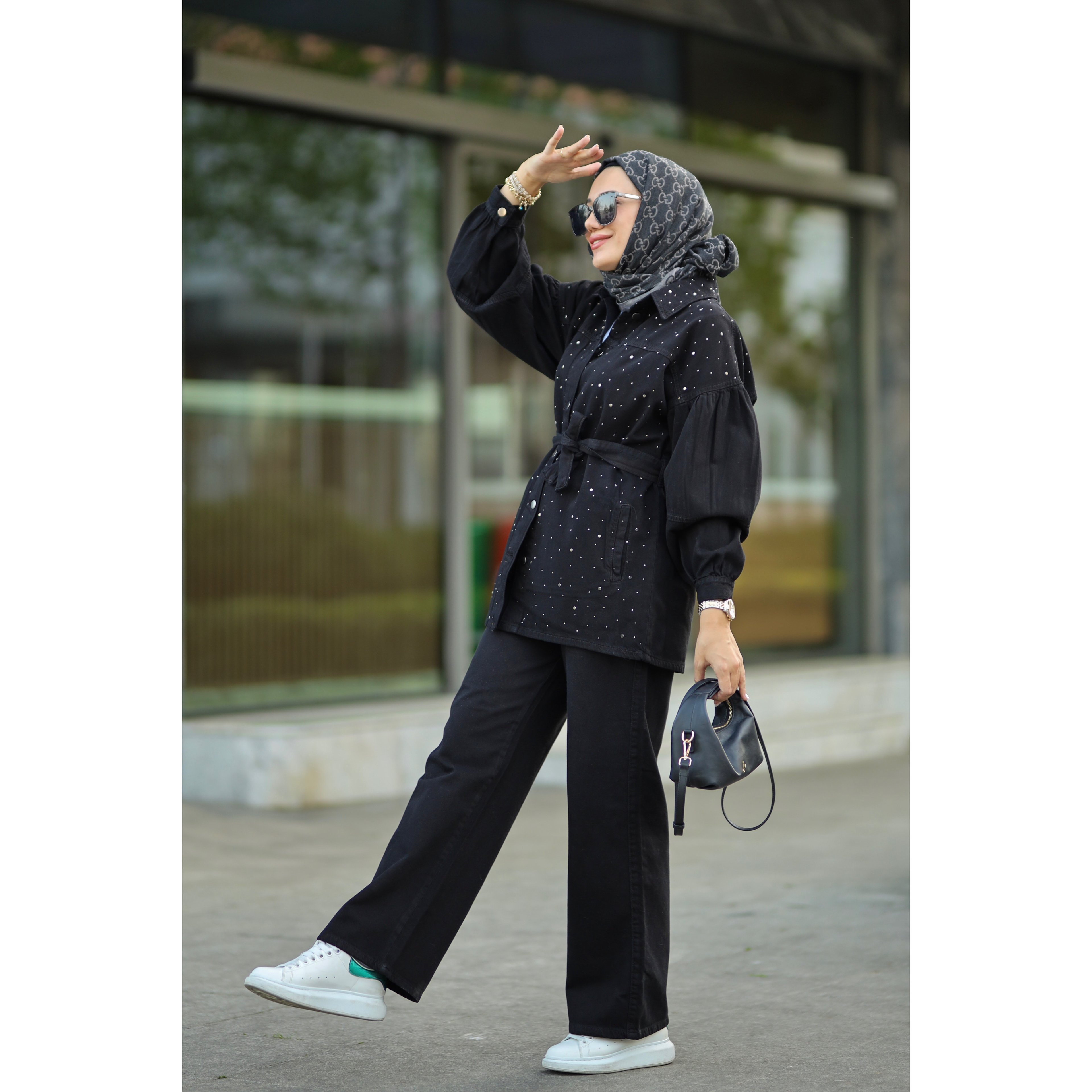 Kuşaklı Denim Takım