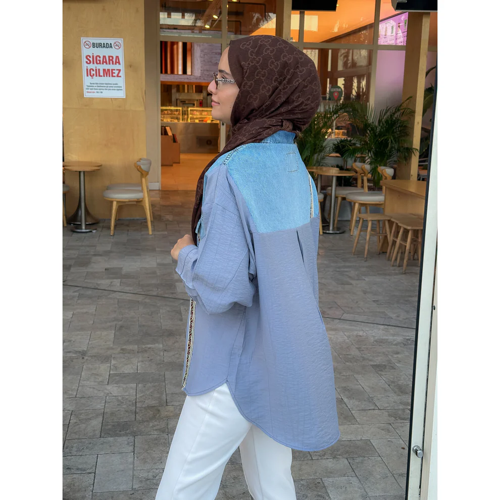 Taşlı Viskon Gömlek