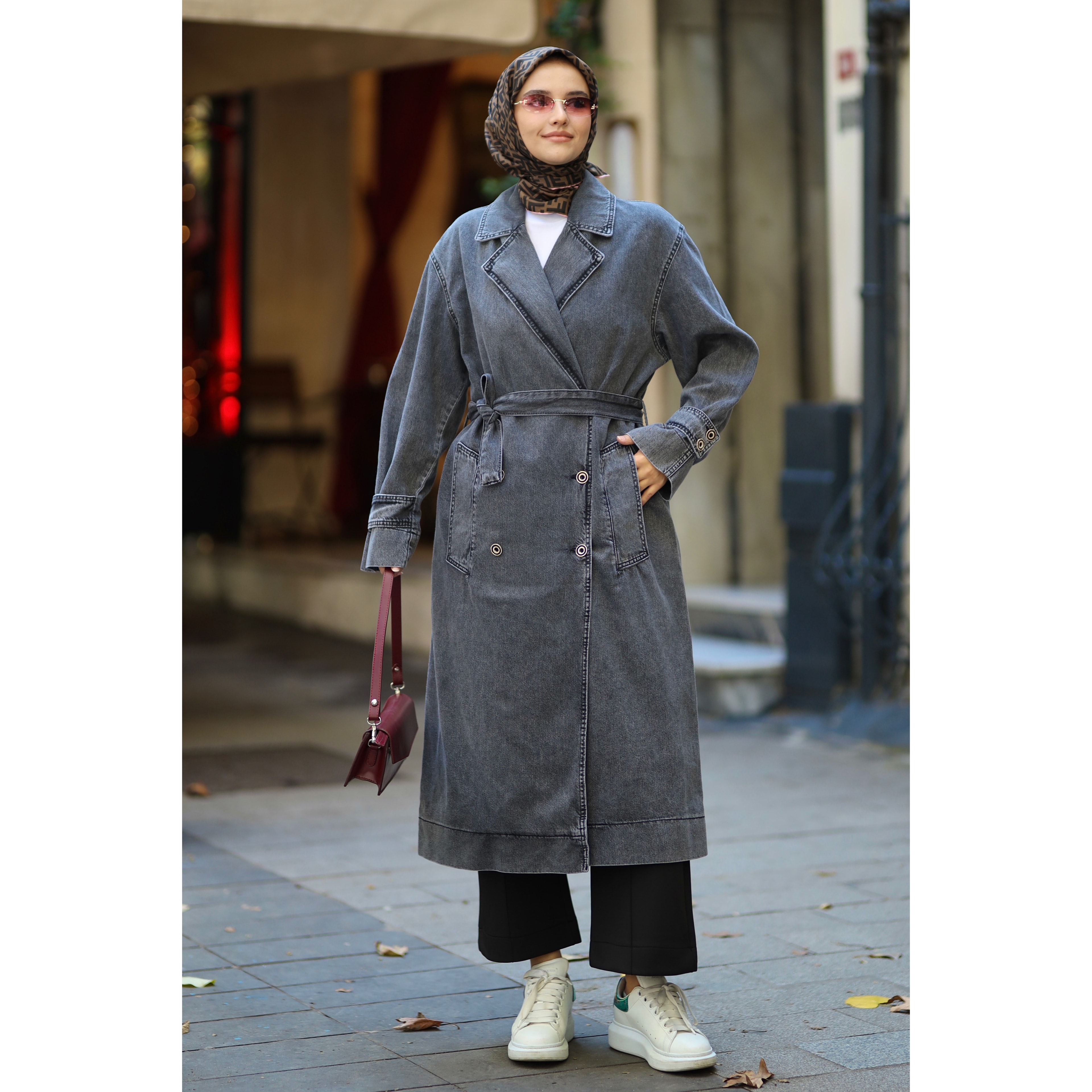 Denim Premium Trençkot - Antrasit