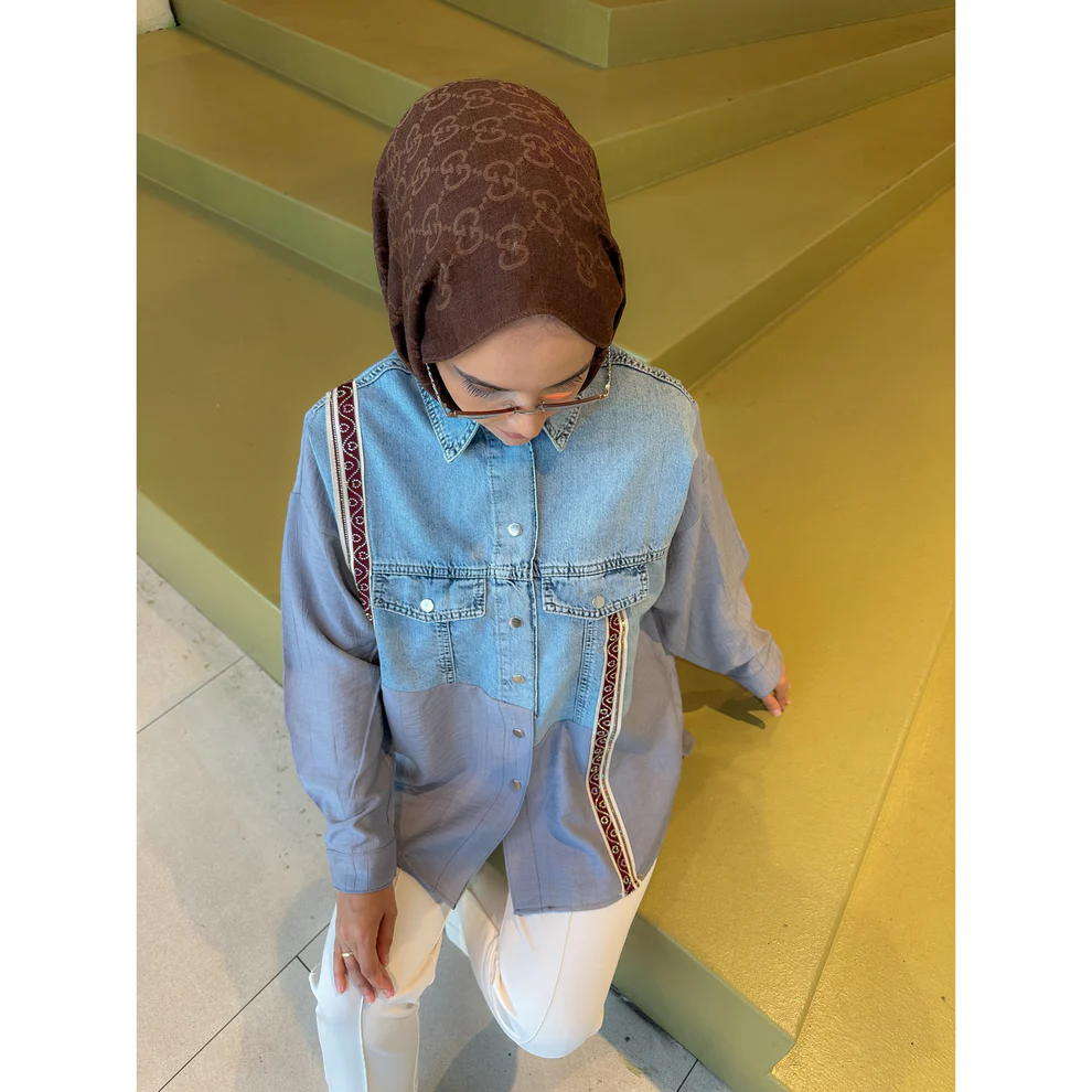 Taşlı Viskon Gömlek