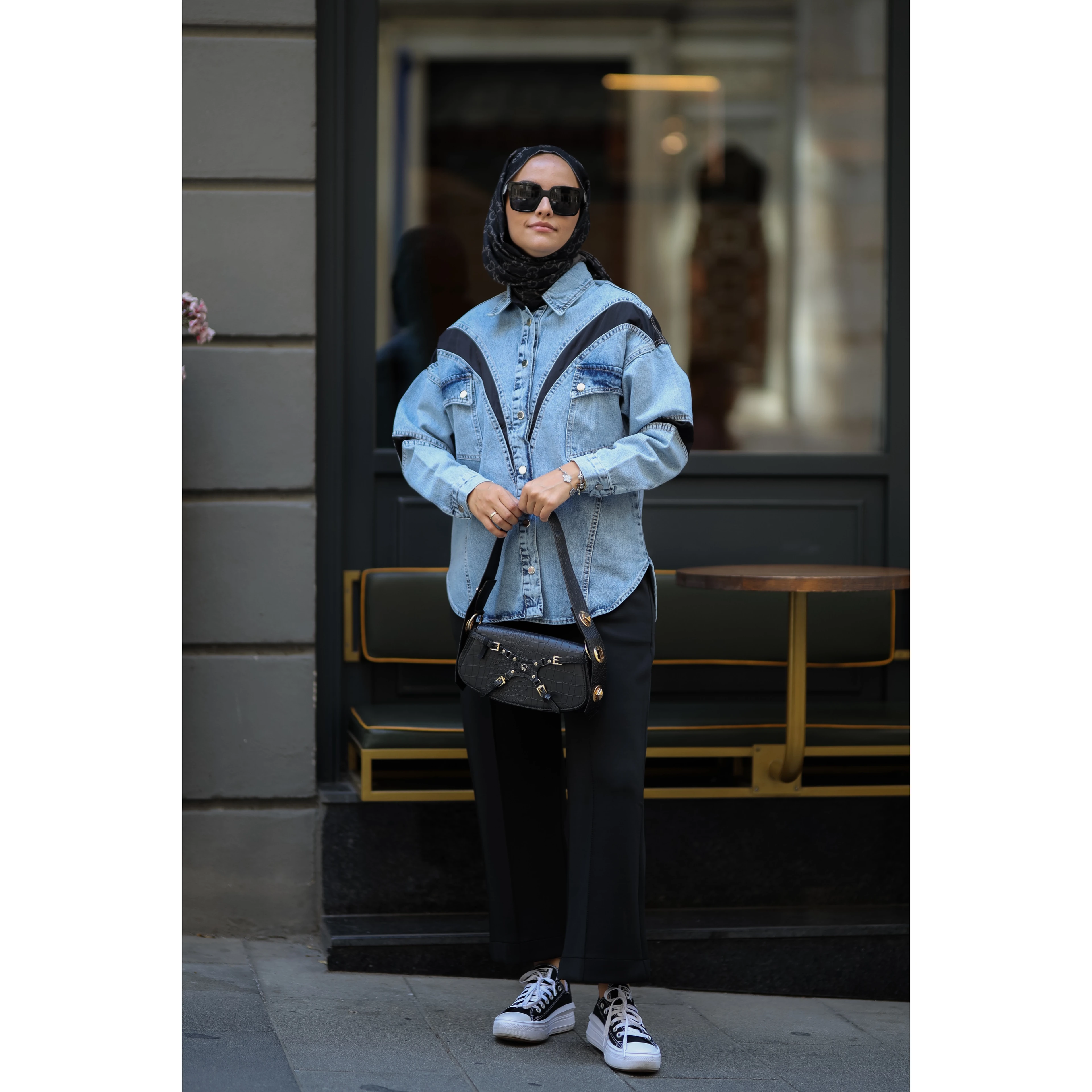 Yonca Denim Ceket - Taş-Siyah