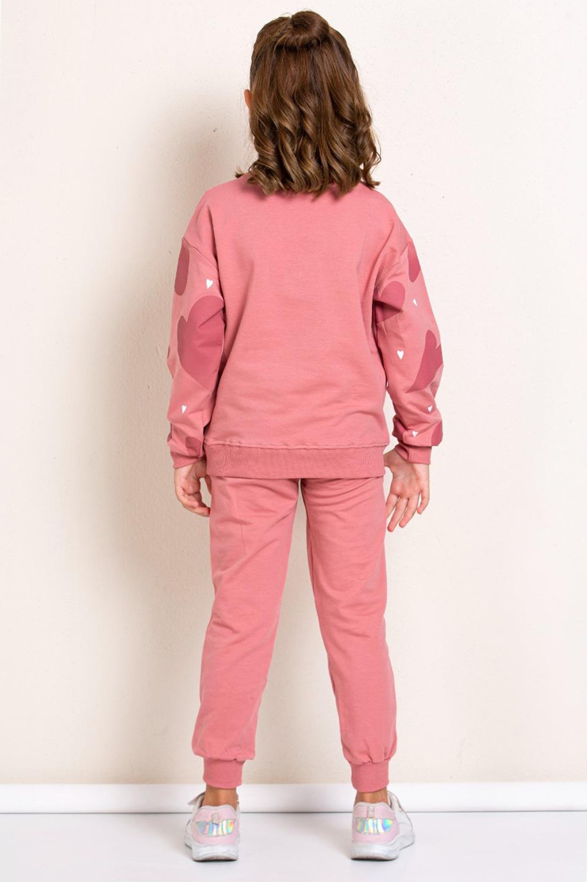 Kız Çocuk Baskılı Uzun Kollu Sweatshirt Eşofman Altı Takımı - SOMON