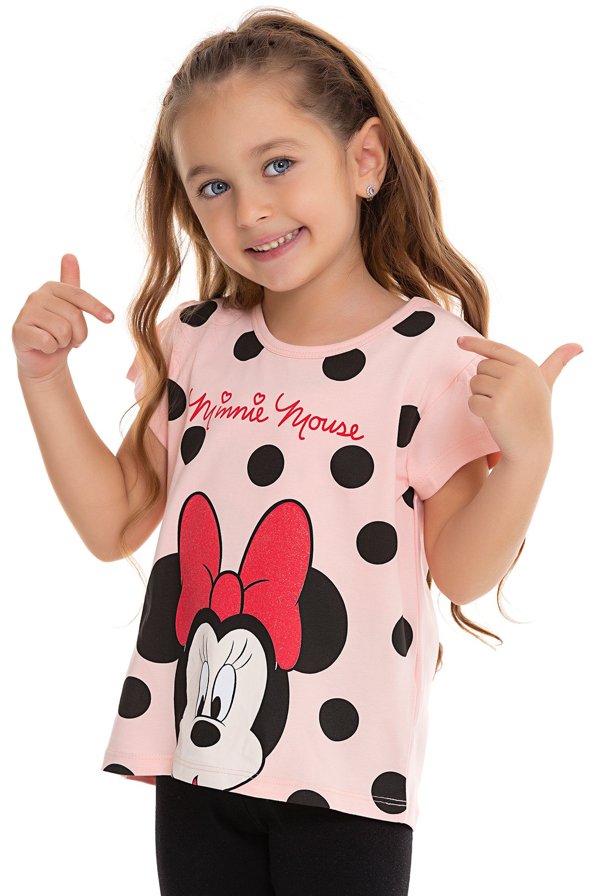 Puantiye Mickey Baskılı Kız Çocuk T-shirt - SOMON