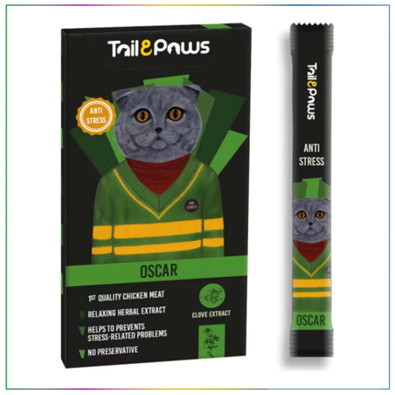 OSCAR CHİCKEN ANTİ STRESS KEDİ ÖDÜLÜ TAİL&PAWS 15G*5