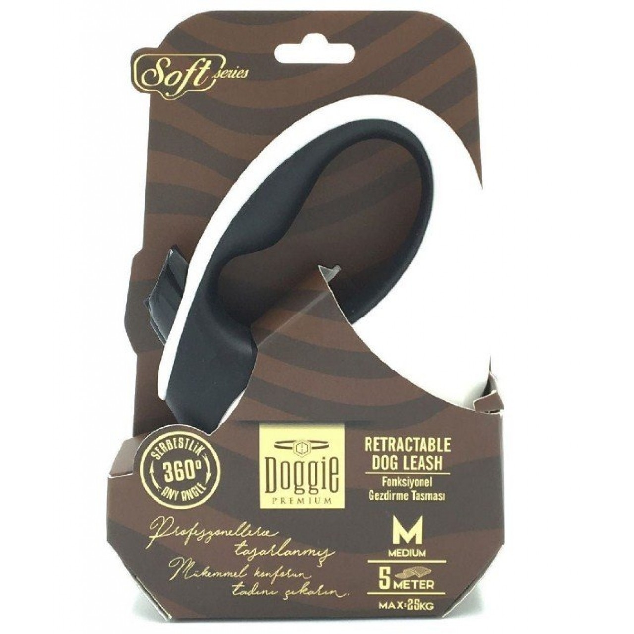 DOGGİE PREMİUM GOLD OTOMATİK TASMA BLACK 5M M